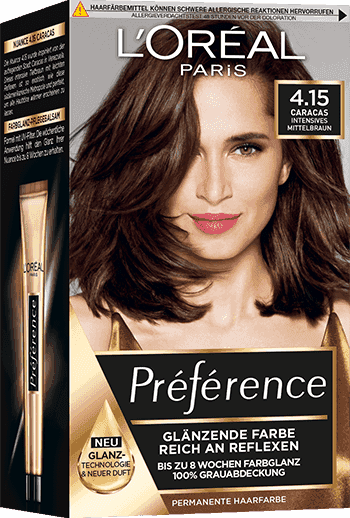 Braune Haare Caracas Intensives Mittelbraun 415 Preference Packshot